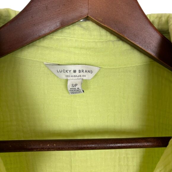 Lucky Brand Bright Green Button Down Long Sleeve Shirt Split Back Women's Small - Picture 2 of 6
